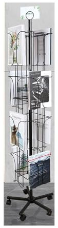 4 Etagen Bodenständer Für Zeitschriften, Drehständer Für Zeitungen, Stehsammler Für Bücher, Stehsammler Für Prospekte, Stehsammler Für Referenzen Büro, Messe, Ausstellung(Black,17.72x66.93in/45x170CM)