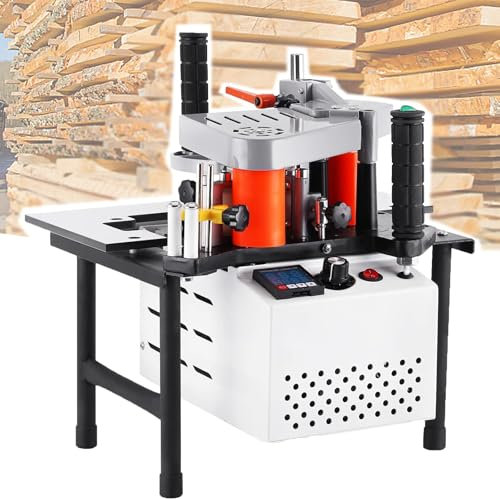 Dfdieratve Kantenanleimmaschine für die Holzbearbeitung, Geeignet zum Kantenanleimen von Geraden und Geformten Brettern, Beidseitig Klebende Kantenanleimmaschine, Einstellbare Geschwindigkeit