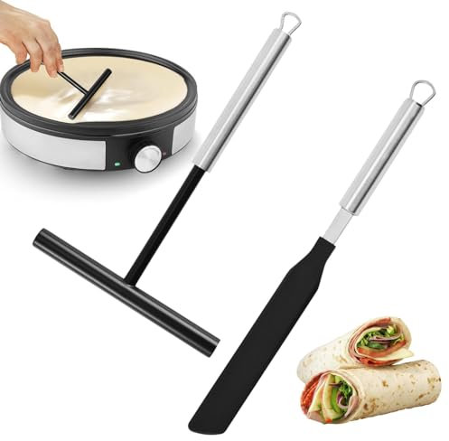 Parthan 2 pezzi distributori di pasta per crêpes, in acciaio inox, distributore per crêpes, accessori da cucina versatili, facili da pulire e lavabili in lavastoviglie, distributore in acciaio inox
