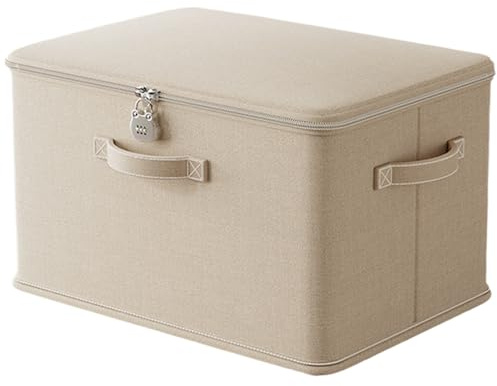 Lockable Storage Box - Locking Medicine Box | Lock Boxes For Personal Items | Stackable Storage Container With Handle | Locking Organizing Bin | Washable Shelf Baskets For Blanket, Clothing, Toys