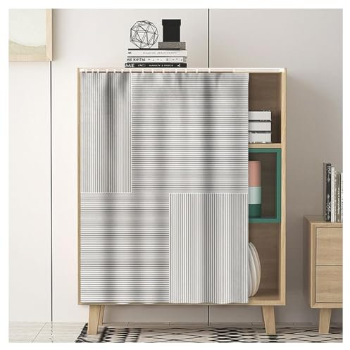 Schrank-Sichtschutzvorhang, kurze Küchenvorhänge, ohne Bohren, Gleitschiene, faltenfrei, lichtblockierend, Abdeckung unter der Spüle, 90 x 120 cm, ideal für