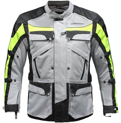 KEROZEN Blouson Moto Homme Court Toutes Saisons – Veste Moto Homme Été & Hiver, 600D Polyester Ultra Résistant, Doublure Thermique Amovible, Étanche Respirant, Protections CE