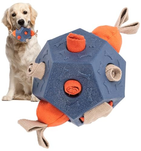 Jouets interactifs pour chiens distributeurs de snacks, jouet de mastication amusant avec distributeur de récompenses - Balle d'enrichissement avec frisottis pour petites et moyennes races + pelot