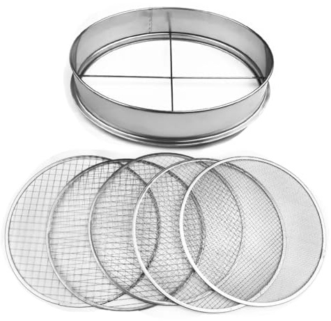 Garden Mile 30cm Heavy Duty Garden Sieve For Soil And Stones Stainless Steel Soil Sifter For Gardening Includes 5 Filter Inserts Large To Fine Mesh Sieve Garden Riddle For Soil And Stones Metal Sifter