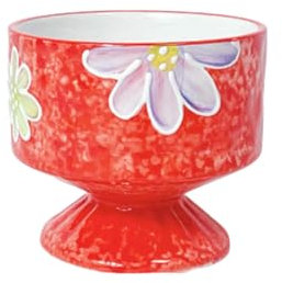Creative hand-drawn cartoon dessert cup, household large-capacity ceramic tableware - Red Chrysanthemum Cake Cup (color box)