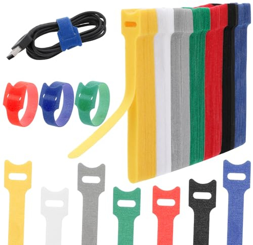 Xialvyu 140 Stück 140 Stück wiederverwendbare kabelbinder aus Nylon, kabelbinder wiederverschließbar kabelbinder klett, Organizer Befestigungselement für Home, Office, Zubehör (7 Farben)