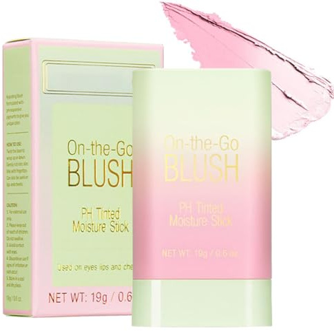 Farbwechselnder Blush Stick, Wasserfest Und Langanhaltend Rouge Stick Für Lippen, Wangen Und Augen, Cremiger, Seidiger Und Feuchtigkeitsspendender Blush Make Up Stick (#1 Schüchternes Rosa)