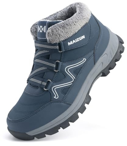 Moudn Men Winter Boots Snow Fur Lined Warm Ankle Boots Outdoor Walking Shoes Lightweight Anti-Slip Shoes