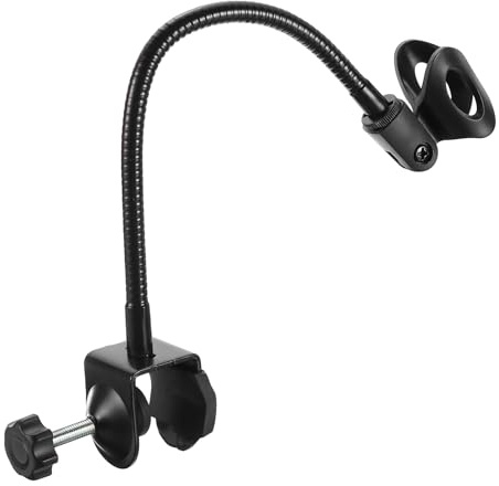 PATIKIL Gooseneck Desk Mic Stand, 12 Long Flexible Microphone Arm Stand with Mic Clip 28-40mm Range for Live Streaming Podcasting Radio Lectures Singing, Black (Style 7)