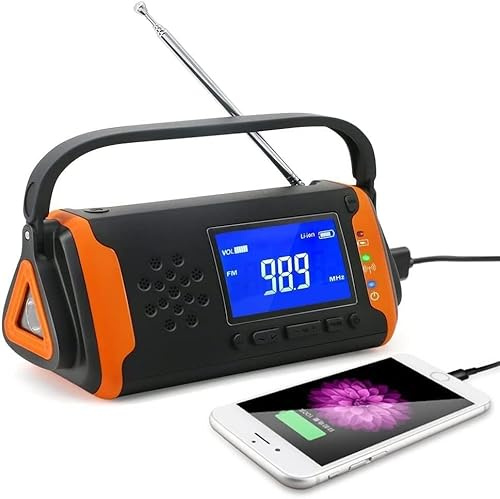 Solar Emergency Radio - 4000mAh USB-C Weather Radio with AM/FM, LCD Display, LED Flashlight & Phone Charging for Outdoor Survival