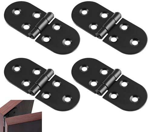 4 pièces Charnière, charnières à 180 degrés, pliable Charnière inoxydable, mini charnière pour meubles, à visser pour table pliante, armoire, penderie, caisse en bois, meubles, machines à coudre, noir
