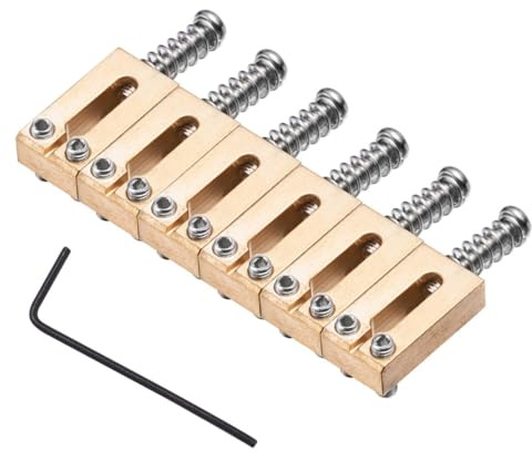 LRXIYODE Selle de Pont en Cuivre Massif pour Améliorer la Précision de Jeu pour Guitare Électrique 10,5mm D'écartement des Cordes 6 Pièces Accessoire Simple et Solide
