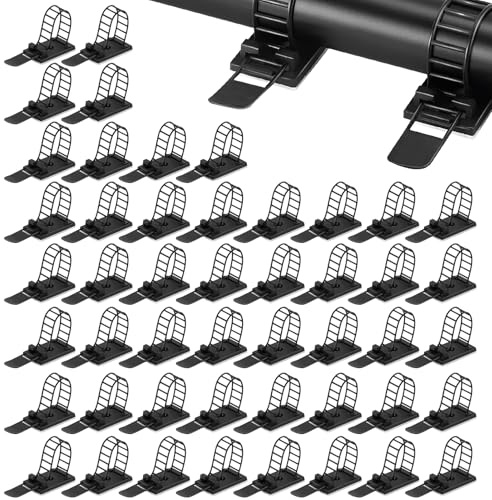 50 fascette stringicavo autoadesive per una corretta organizzazione dei cavi, fissaggio cavi per parete e ufficio, fascette per cavi da incollare, per uso domestico e ufficio