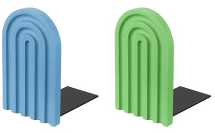 PATIKIL 2Pcs Soggetti Libri Ad Arco, Fermalibri In Legno Antiscivolo Per Librerie Sostegno Per Libri CD Film Casa Ufficio Biblioteca Decorativo, Ciano/Azzurro Chiaro