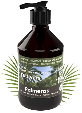 CULTIVERS Abono Palmeras Ecológico Líquido 500 ml Fertilizante NPK Micronutrientes y Aminoácidos Nutrición Completa de Palmeras Ornamentales y de Exterior Orgánico Natural
