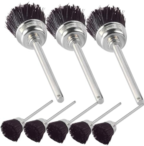 TOVINANNA Spazzola per Pulizia Punte Trapano Manicure 8pezzi Multi-funzionale in Metallo e Setole Nero per Salone Unghie Art Professionale