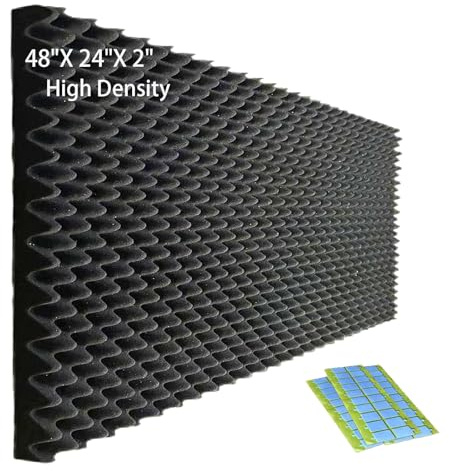DSMYDSEN Egg Crate Foam Panel,48'X24'X2' Black Acoustic Foam,Sound Proof Foam Panels for Walls/Recording Studios/KTV (1Pack)