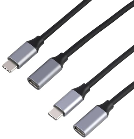 2 PCS USB C Verlängerung 1 m, Hochgeschwindigkeits USB C Verlängerungskabel 20 Gbps, Typ-C Verlängerung Kurz, Unterstützt 100 W Power Delivery, 4K@60Hz Video, Kompatibel mit Smartphones 17-15 Serie