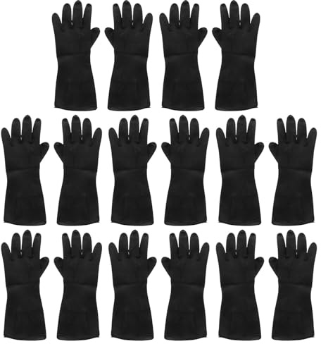 GARVALON 8 Paia Guanti per Tintura Capelli Riutilizzabili in Lattice Nero Antiscivolo e Resistenti Sostanze Chimiche Guanti Professionali per Saloni e Uso Domestico Palmo