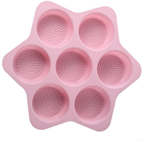 ComfyHarbor Silikon-Backform mit 7 Mulden, antihaftbeschichtet, für Burger, Brötchen, Muffins und Kuchen, spülmaschinenfest, flexibel, Rosa