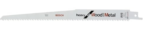 Bosch Professional 5x Tigersågblad S 1111 DF Heavy for Wood and Metal (för Trä, Metall, Plast, Längd 225 mm, Tillbehör Tigersåg)