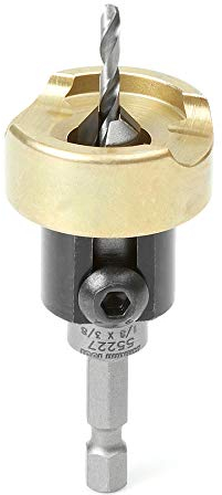 Amana Tool 55227 Carbide Tipped Countersink with No Burning and No Marring Adjustable Depth Stop with No-Thrust BB, 3/8 D x 1/8 Drill D x 1/4 Inch Quick Release Hex SHK