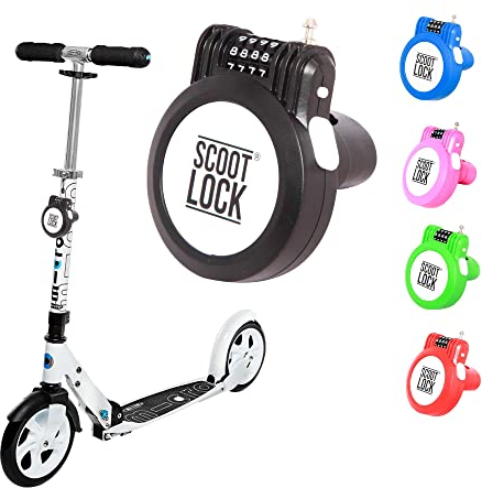 SCOOT LOCK® Portable Combination Scooter Lock New Reinforced Scooter Lock Steel Wire Chain Cable Micro Trunki Birdie Ozbozz EVO for Kids Children and Adults (Black)