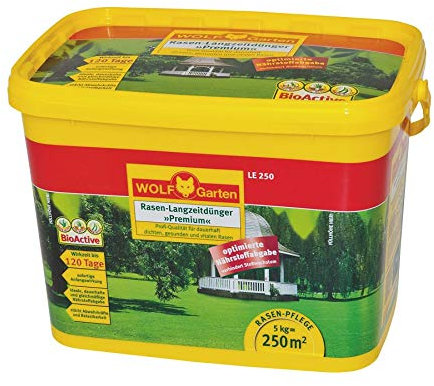 WOLF Garten Rasen-Dünger LE 250 - Premium Langzeitdünger für 250 qm, 120 Tage, 5,625 kg Granulat