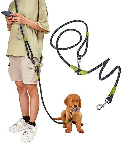pawstrip Hands Free Dog Leash Crossbody Dog Running Leash Handsfree Pet Rope for Hiking Training Heavy Duty Reflective Pet Walking Belt (Black)