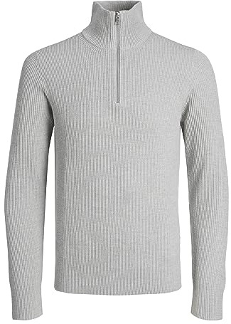JACK & JONES Jprccperfect Knit Half Zip SN Maglione Lavorato a Maglia, Grigio Freddo. Dettagli: Melange, XXL Uomo