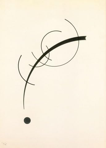 Wassily Kandinsky - Freie Kurve auf den Punkt - Poster Kunstposter Druck - 50x70 cm + 2 St Posterleisten Alu 63 cm