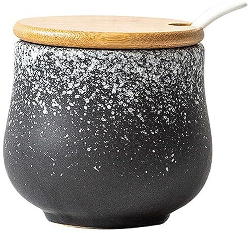 FülleMore Keramik Gewürzdose Zuckerdosen mit Deckel und Löffel Retro Gewürzgläser Küche Gewürzbehälter Vorratsdose Salzdose Vorratsbehälter Gewürzbox 230ml (Tinte)