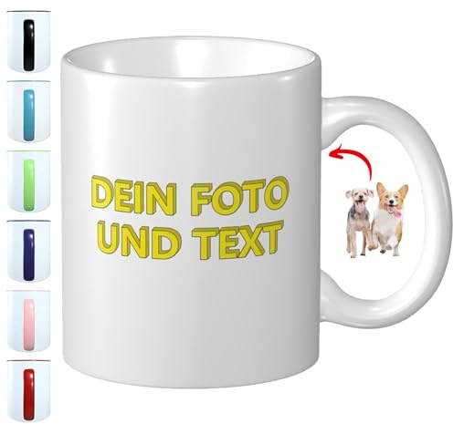 FEICANSEN Personalisable Mug with own photo print Photo Motive Advertising Company mug with logo Customised Gifts (Weiß)