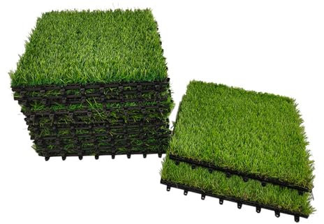 FOELANNE Suelo exterior, Césped Artificial Verde(14PCS)