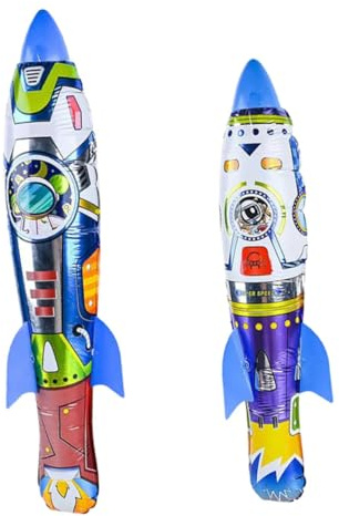Homoyoyo Giocattolo Gonfiabile a Razzo da Esterno 2 Pezzi, Razzi Gonfiabili da Lancio Manuale 63cm e 55cm, Giocattoli Sportivi e Feste All’aperto
