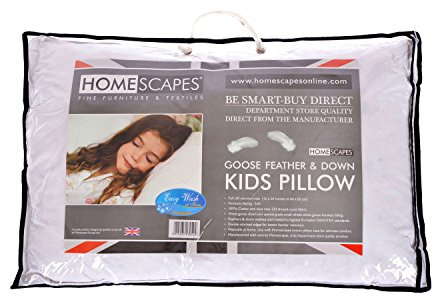 HOMESCAPES Oreiller Enfant 40x60 cm en Plumes et Duvet d’oie, Oreiller Naturel rectangulaire Plat