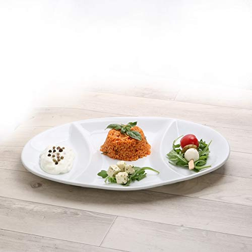 Holst Porzellan PLA 435 Porzellan Segmentplatte 35 cm Ovali, weiß, 35 x 24.5 x 3 cm