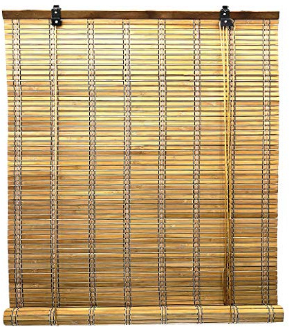 Solagua Tenda a Rullo in bambù, Tenda Pieghevole, Tapparella Avvolgibile per Porte e Finestre, largh. x lungh.= (A.110 x L.135 cm, Marrone)