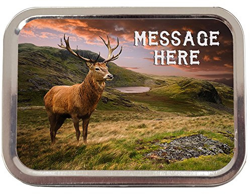 Personalised Stag On Mountain Sh246 2oz Tobacco Tin | Baccy Storage | Pill Box | Cigarette Rolling Stash Can