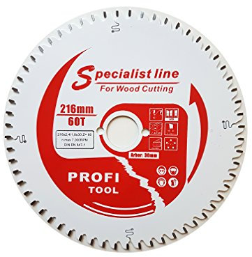 profi-tool-germany HM-Sägeblatt 216 x 2,4 x 30 Z= 60 WZ Feinschnitt negativ mit Antihaft Beschichtung
