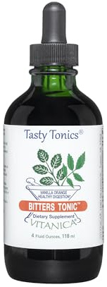 Vitanica Bitters Tonic, Liquid Digestion Supplement, Digestion Support, Alcohol Free, Vanilla Orange, Vegan, 4 Ounce
