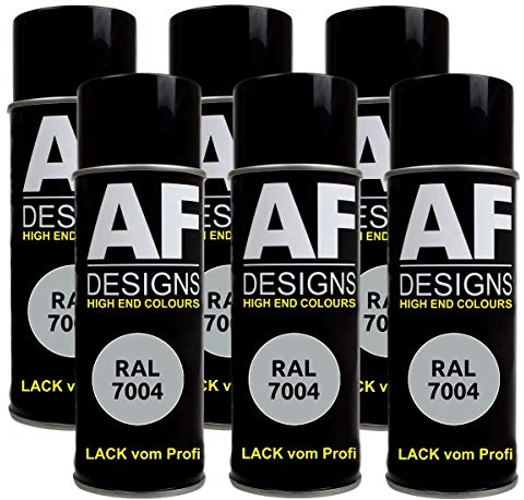 Alex Flittner Designs 6X Ral Pintura en Espray Pintura Coche Laca Colorida Lata de Aerosol RAL7004 Gris Brillante