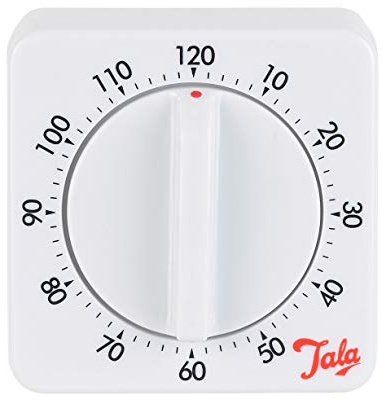 Tala Klassischer mechanischer Timer für 2 Stunden, 60 Minuten einstellbarer Timer mit lautem Klingeln, perfekt für Ihre Koch- und Backbedürfnisse, hergestellt aus BPA-freiem Kunststoff