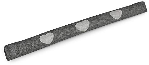 Beautissu Zugluftstopper 100 cm lang Tuuli - 1,1 kg Windstopper als Türvorleger, Haustür Rolle und Kälteschutz Luftstopper - Luftzugstopper Herzen Zugluft Stopper in Anthrazit