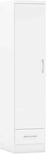 Seconique Nevada 1 Door 1 Drawer Wardrobe in White Gloss