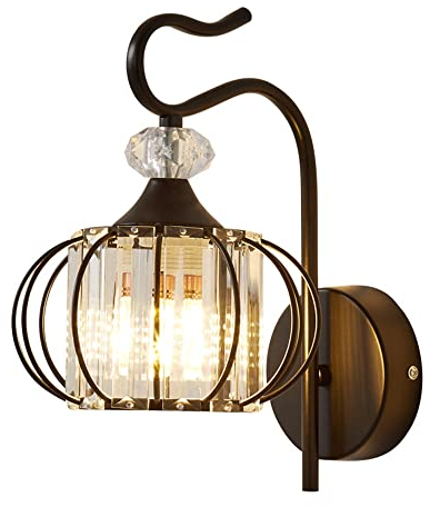Kristall wandleuchte Moderne Wandlampe minimalistischem Stil Flurlampe Glas Kugellampen Schlafzimmer Wandbeleuchtung Nachttischleuchten Metall kreativ E27 - Esszimmer Küche Korridor runden Schwarz