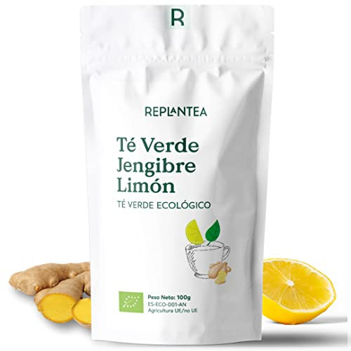 Green Tea Ginger Lemon Organic 100g (50 Cups) | Lemon Ginger Green Loose Leaf Tea REPLANTEA