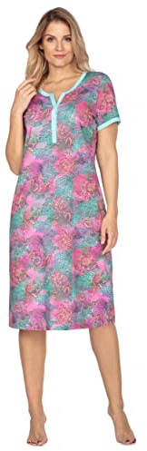 e.Femme® Monika 1082 Chemise de nuit à manches courtes pour femme 100 % coton, 40