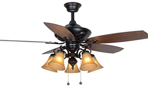 PEPDRO Retro Ceiling Fan Light ntique Wood Leaf Fan Light Living Room estaurant Fan Light untry Garden Chandelier PEPDRO (Color : Wall Control_52 inches)