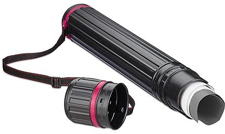 Relaxdays Posterrolle, bis Größe A0, Transport Poster & Zeichnungen, ausziehbar 64–107 cm, Zeichenrolle, schwarz/pink